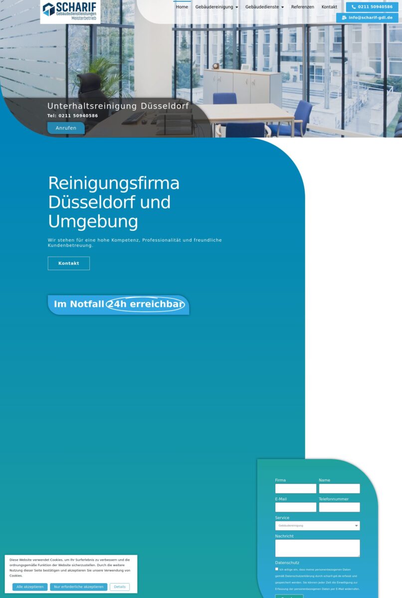 Das Bild zeigt einen Desktop Screenshot der vorgestellten Website