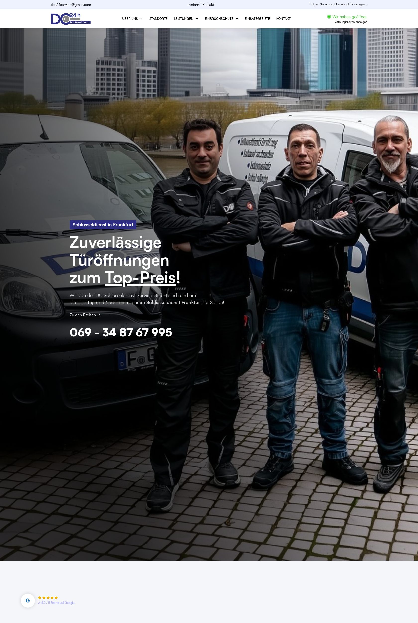 Das Bild zeigt einen Desktop Screenshot der vorgestellten Website