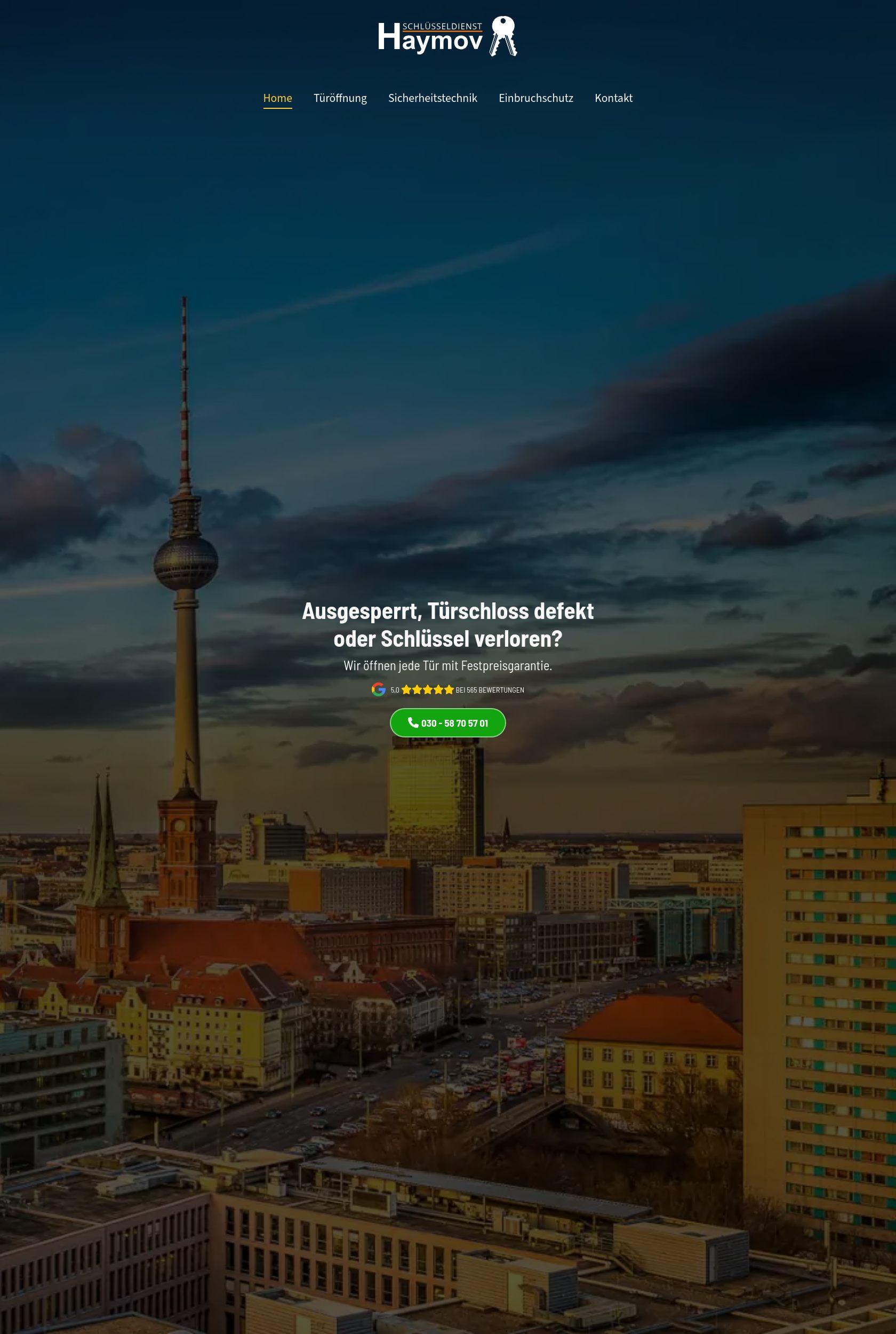 Das Bild zeigt einen Desktop Screenshot der vorgestellten Website