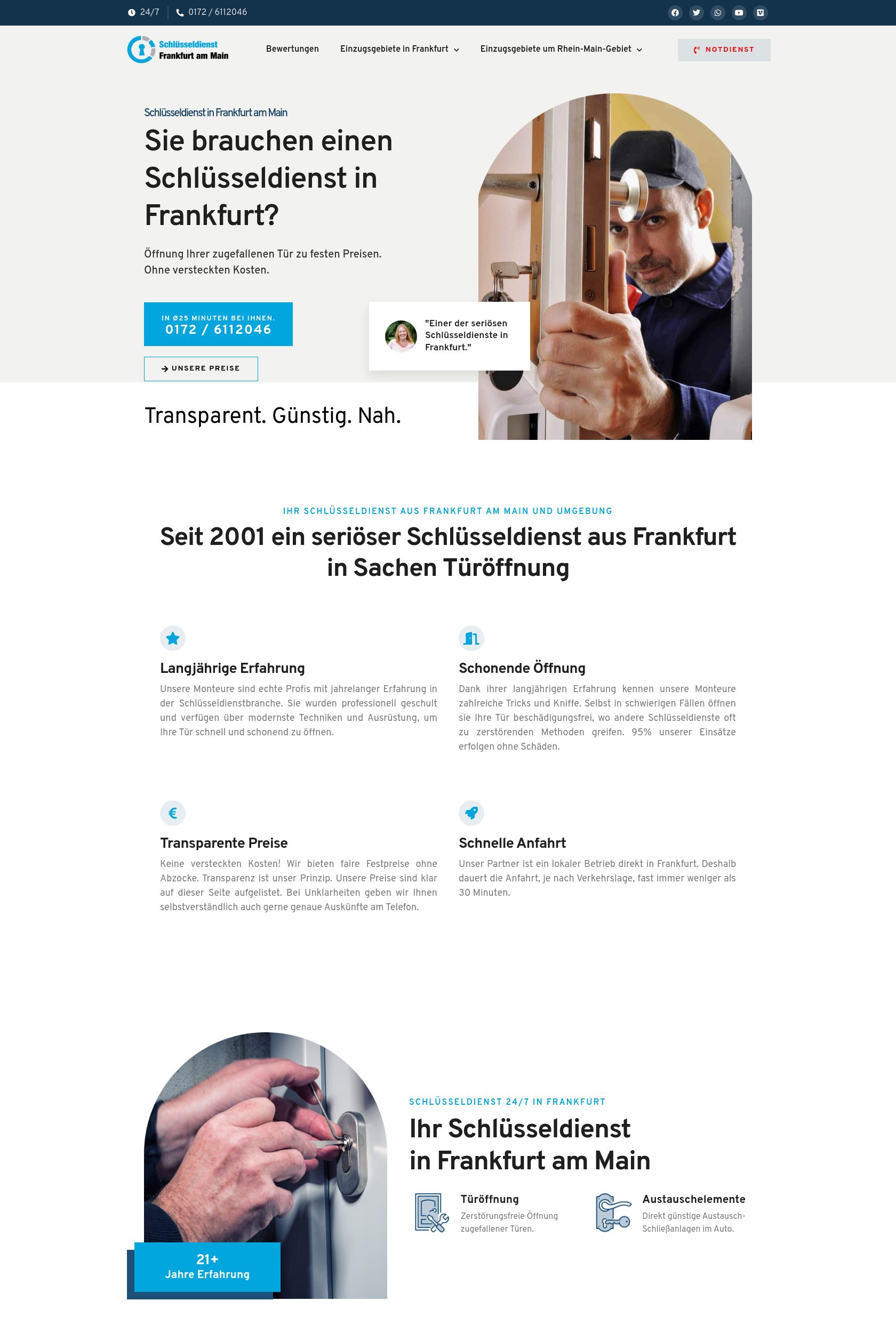 Das Bild zeigt einen Desktop Screenshot der vorgestellten Website