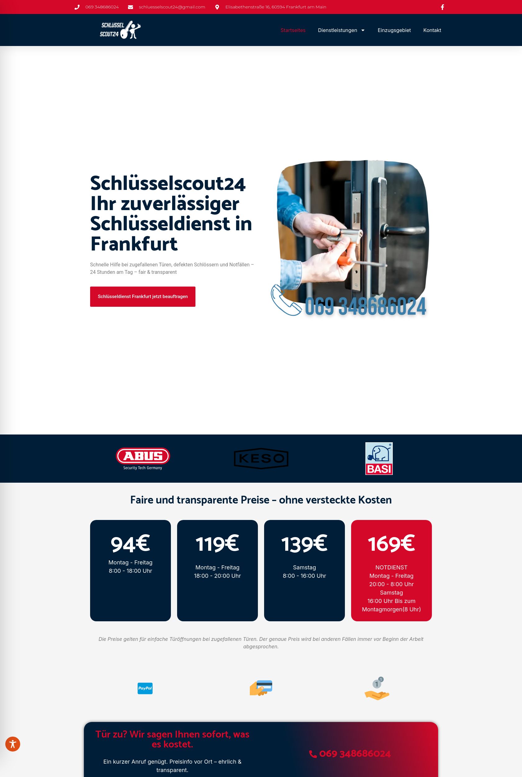 Das Bild zeigt einen Desktop Screenshot der vorgestellten Website