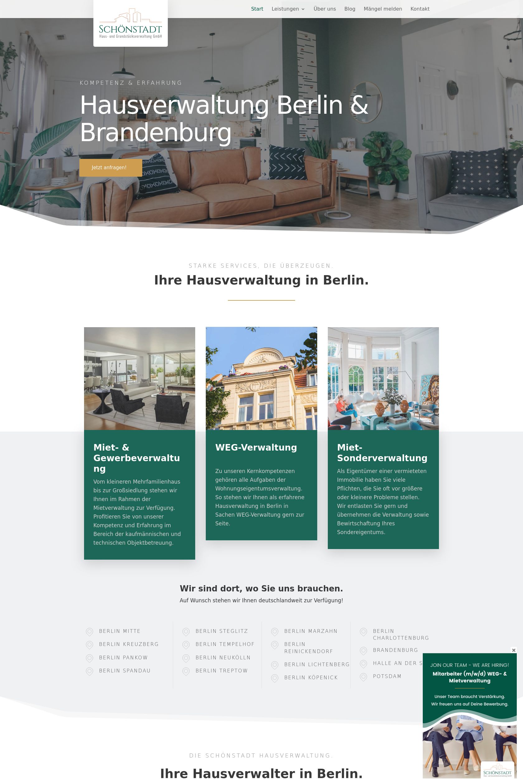 Das Bild zeigt einen Desktop Screenshot der vorgestellten Website