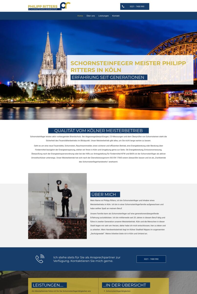 Das Bild zeigt einen Desktop Screenshot der vorgestellten Website
