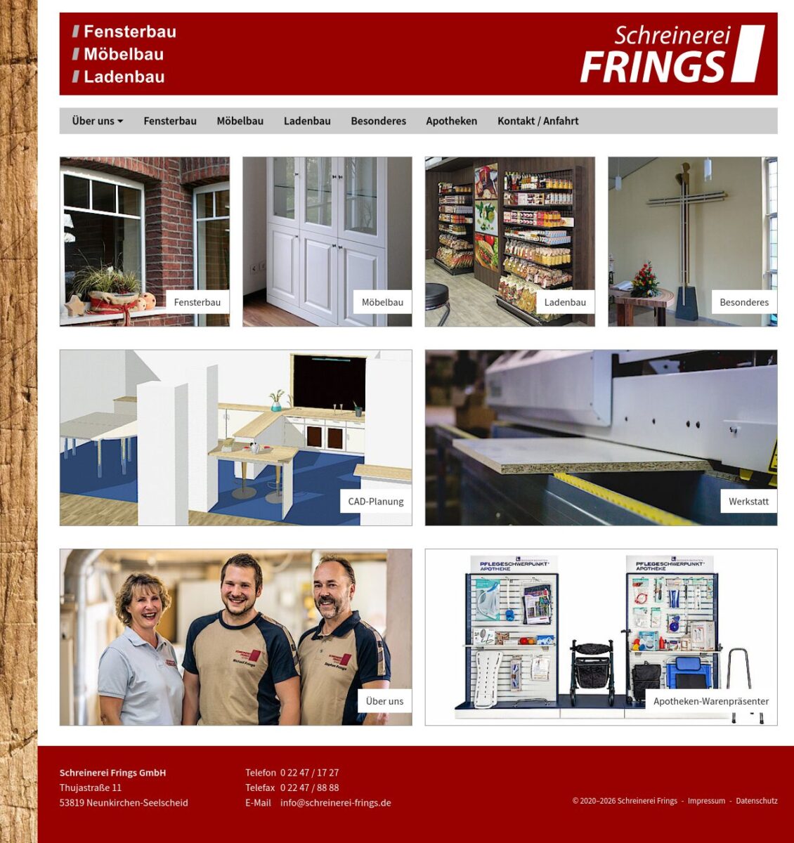 Das Bild zeigt einen Desktop Screenshot der vorgestellten Website