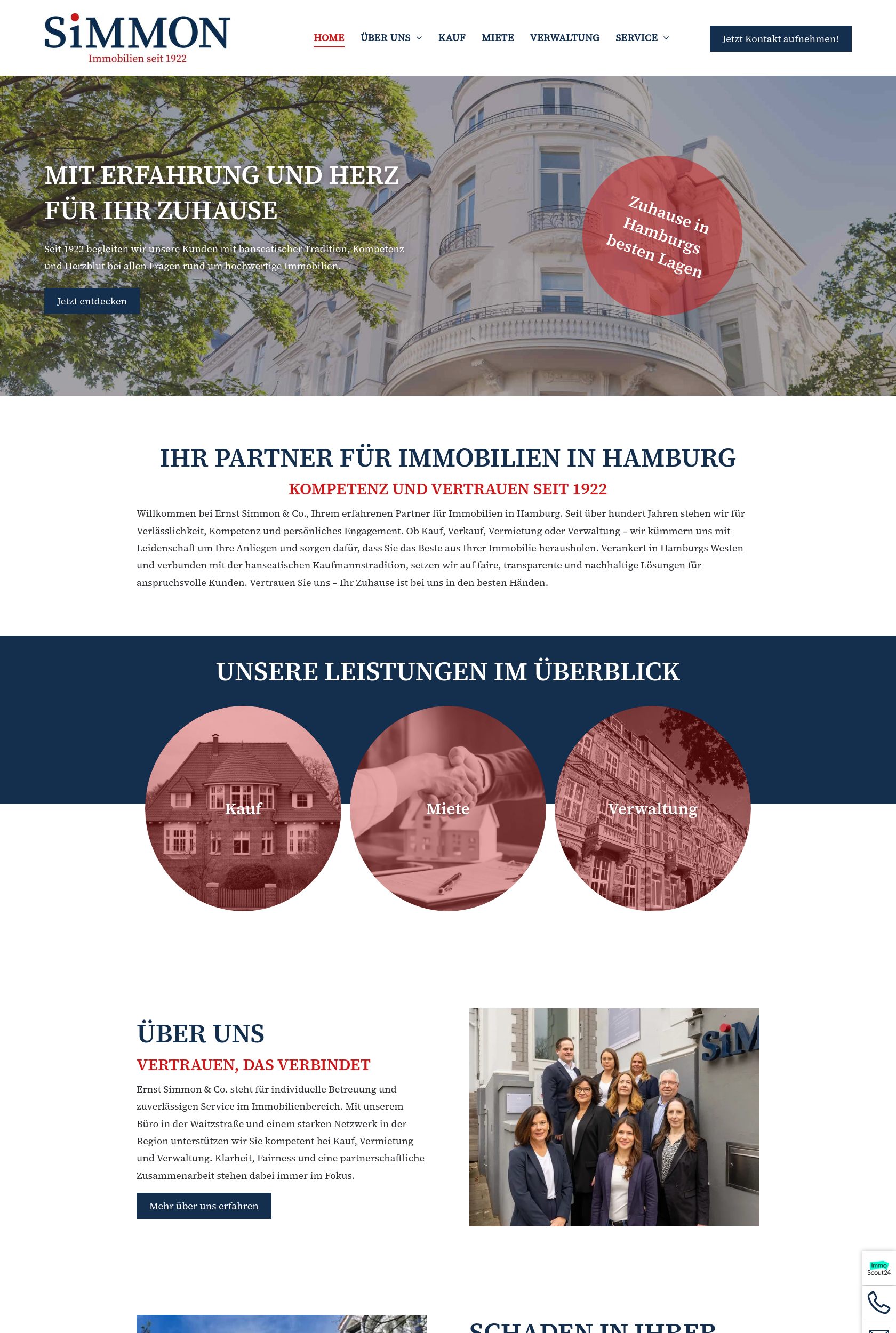 Das Bild zeigt einen Desktop Screenshot der vorgestellten Website