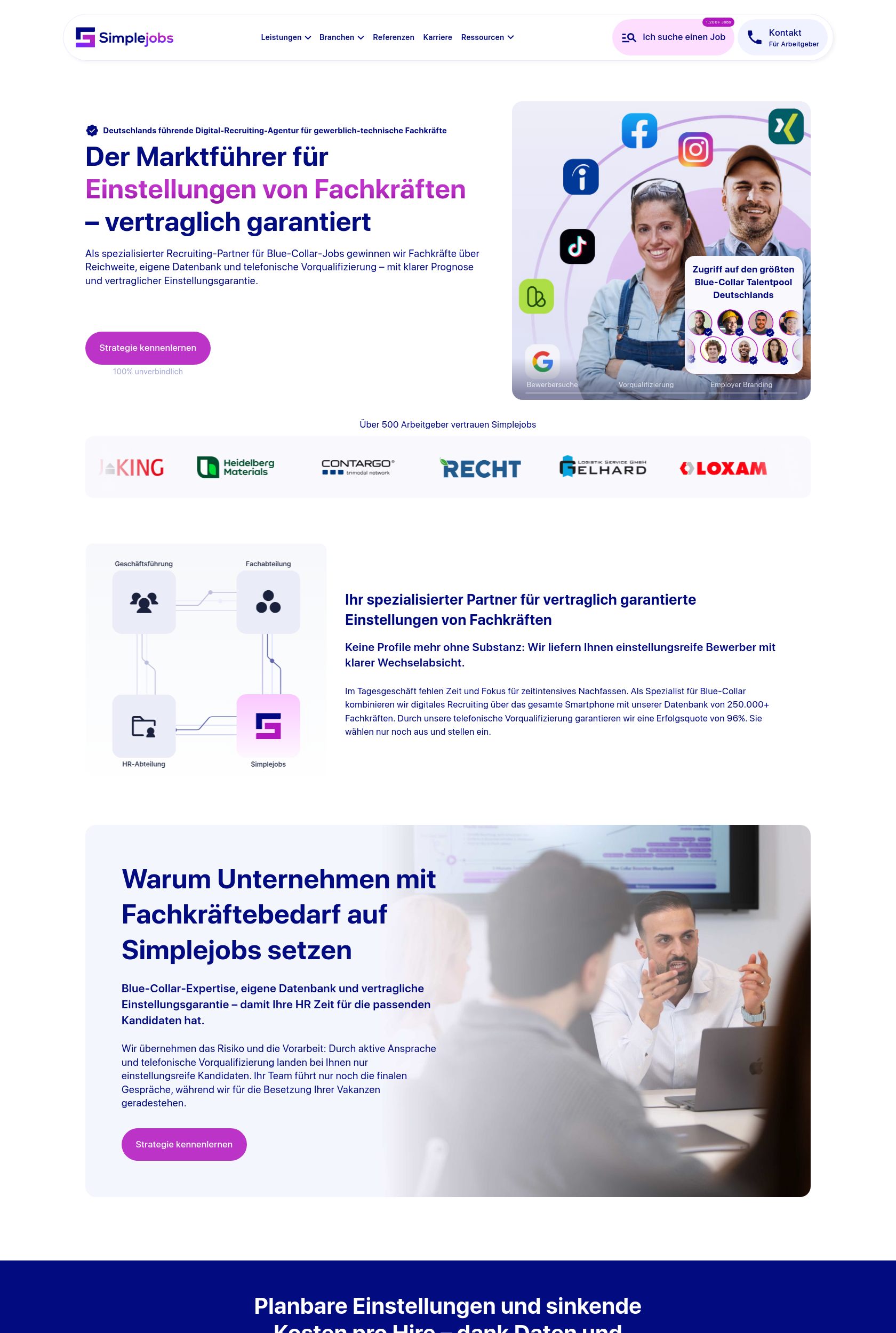 Das Bild zeigt einen Desktop Screenshot der vorgestellten Website