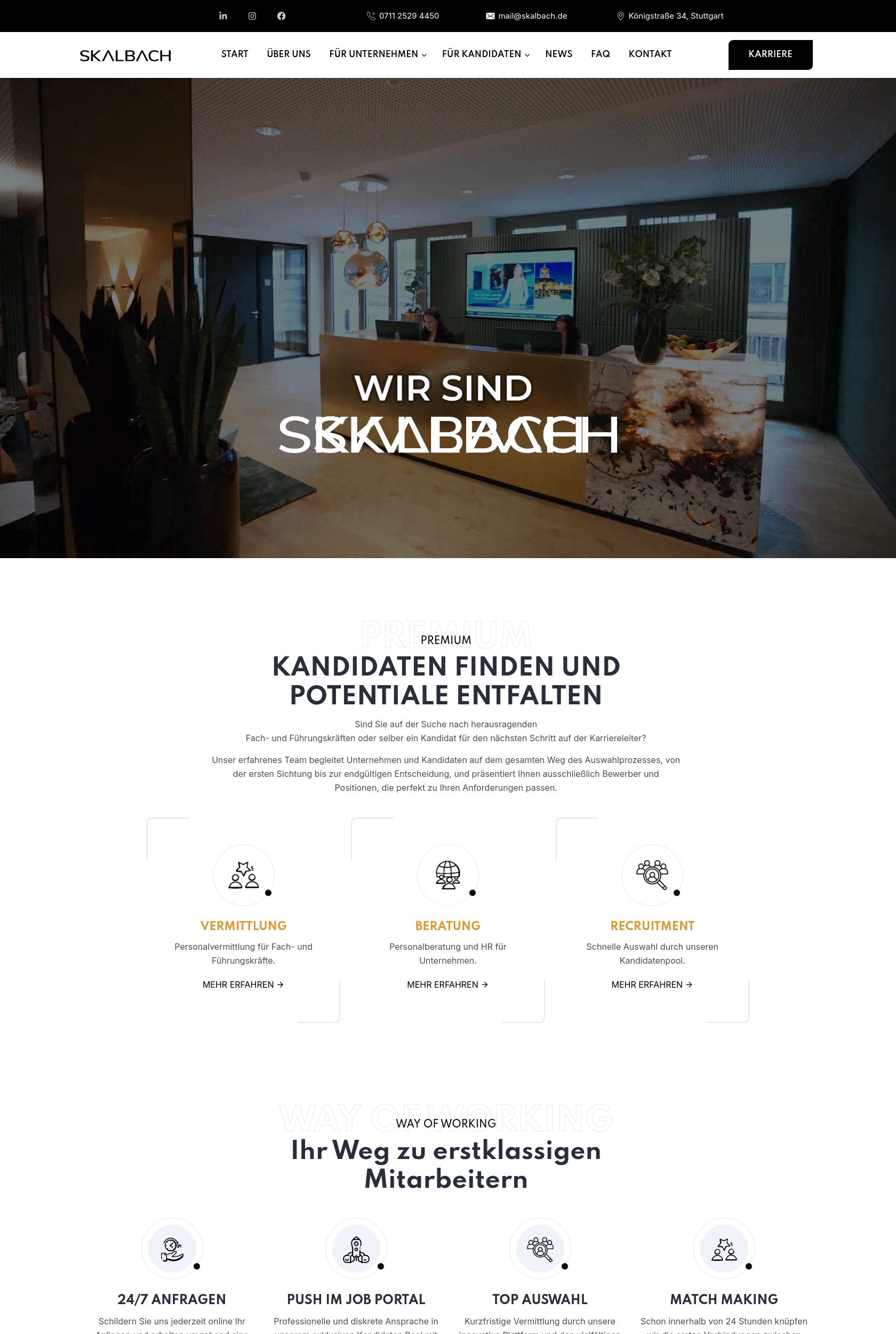 Das Bild zeigt einen Desktop Screenshot der vorgestellten Website