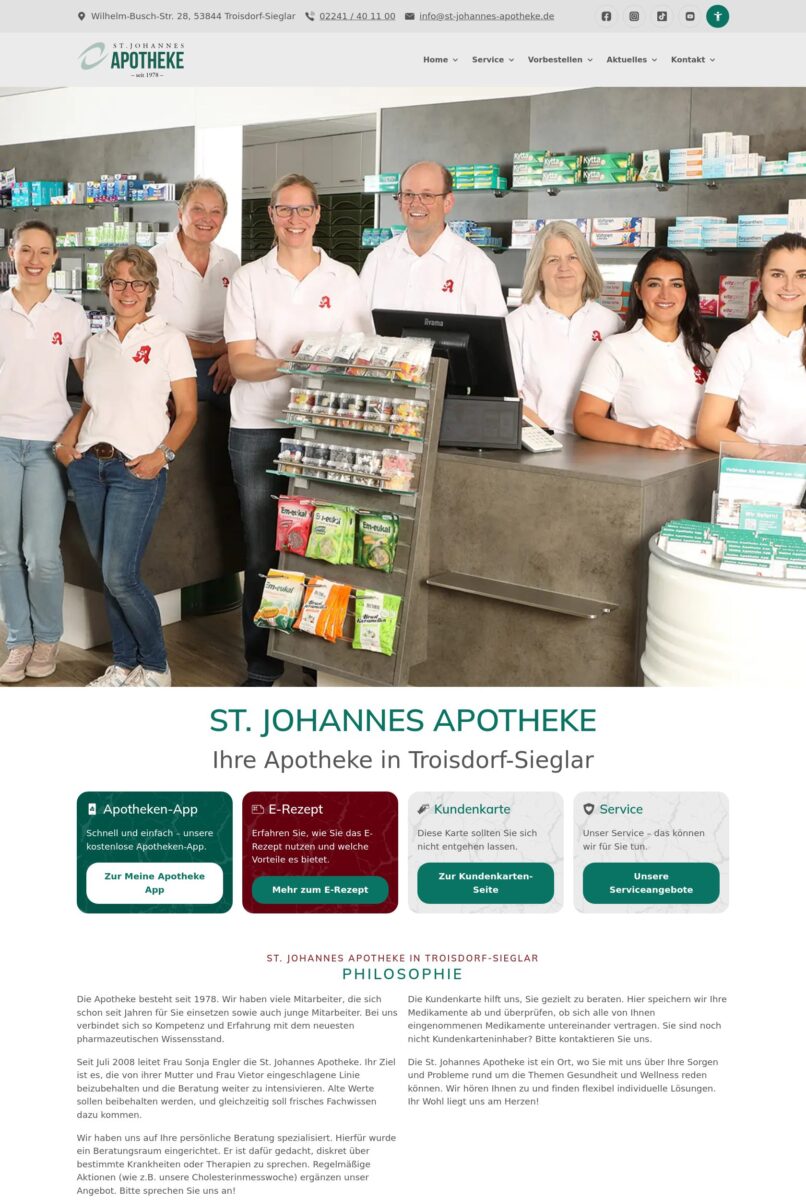 Das Bild zeigt einen Desktop Screenshot der vorgestellten Website