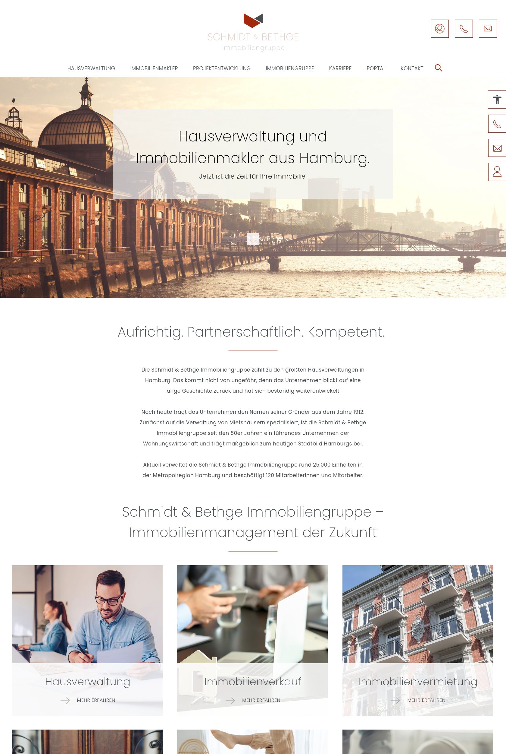 Das Bild zeigt einen Desktop Screenshot der vorgestellten Website