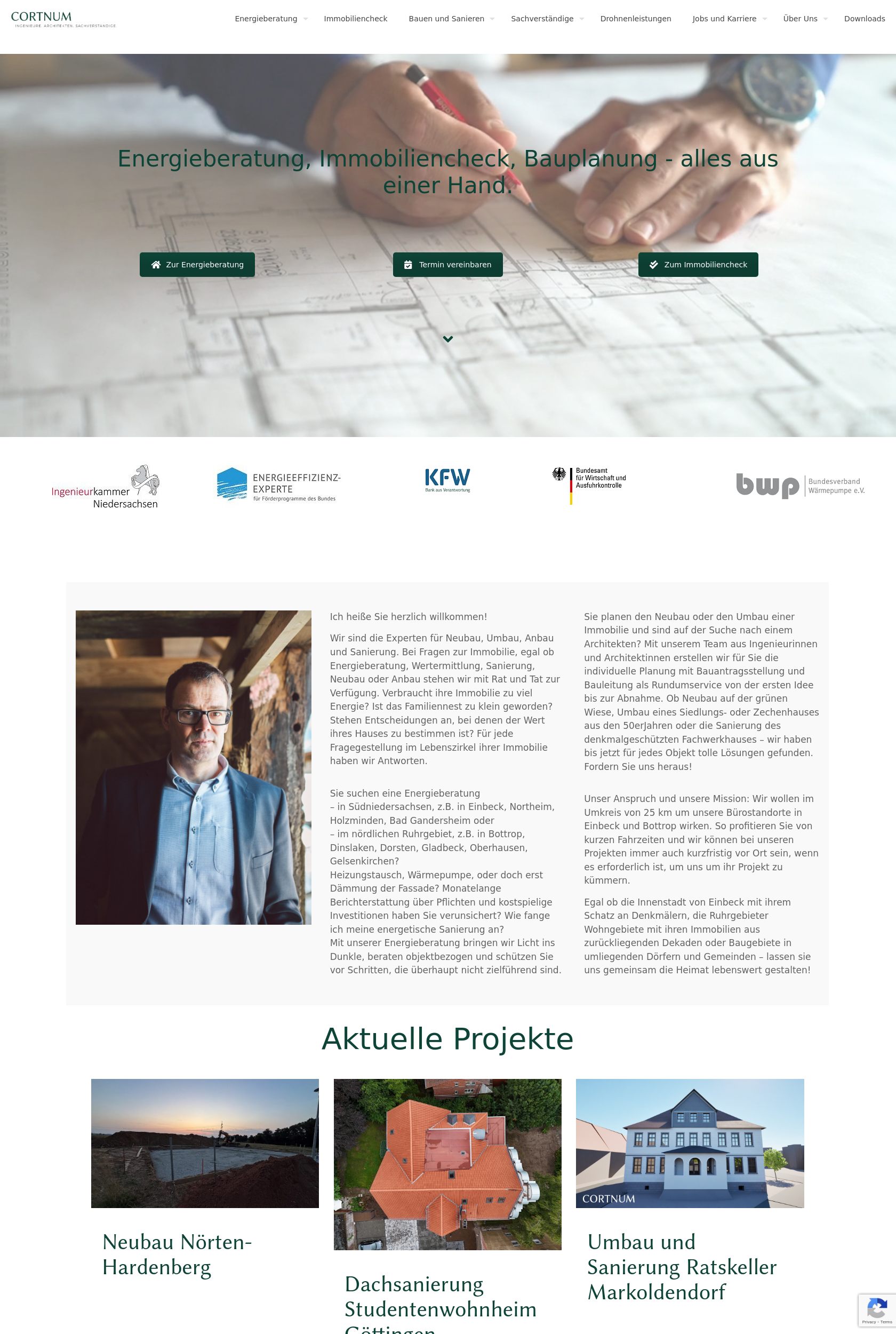 Das Bild zeigt einen Desktop Screenshot der vorgestellten Website