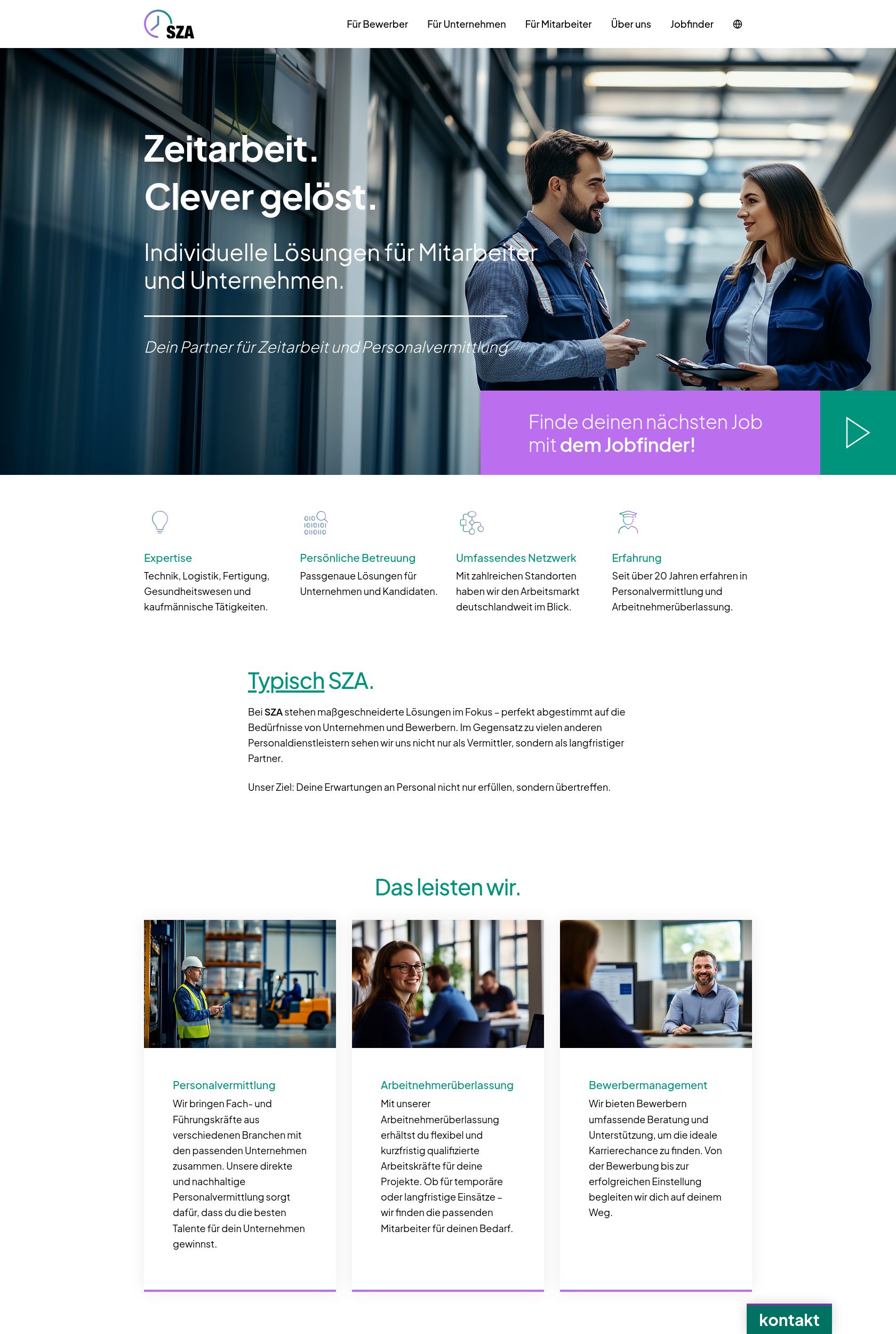 Das Bild zeigt einen Desktop Screenshot der vorgestellten Website