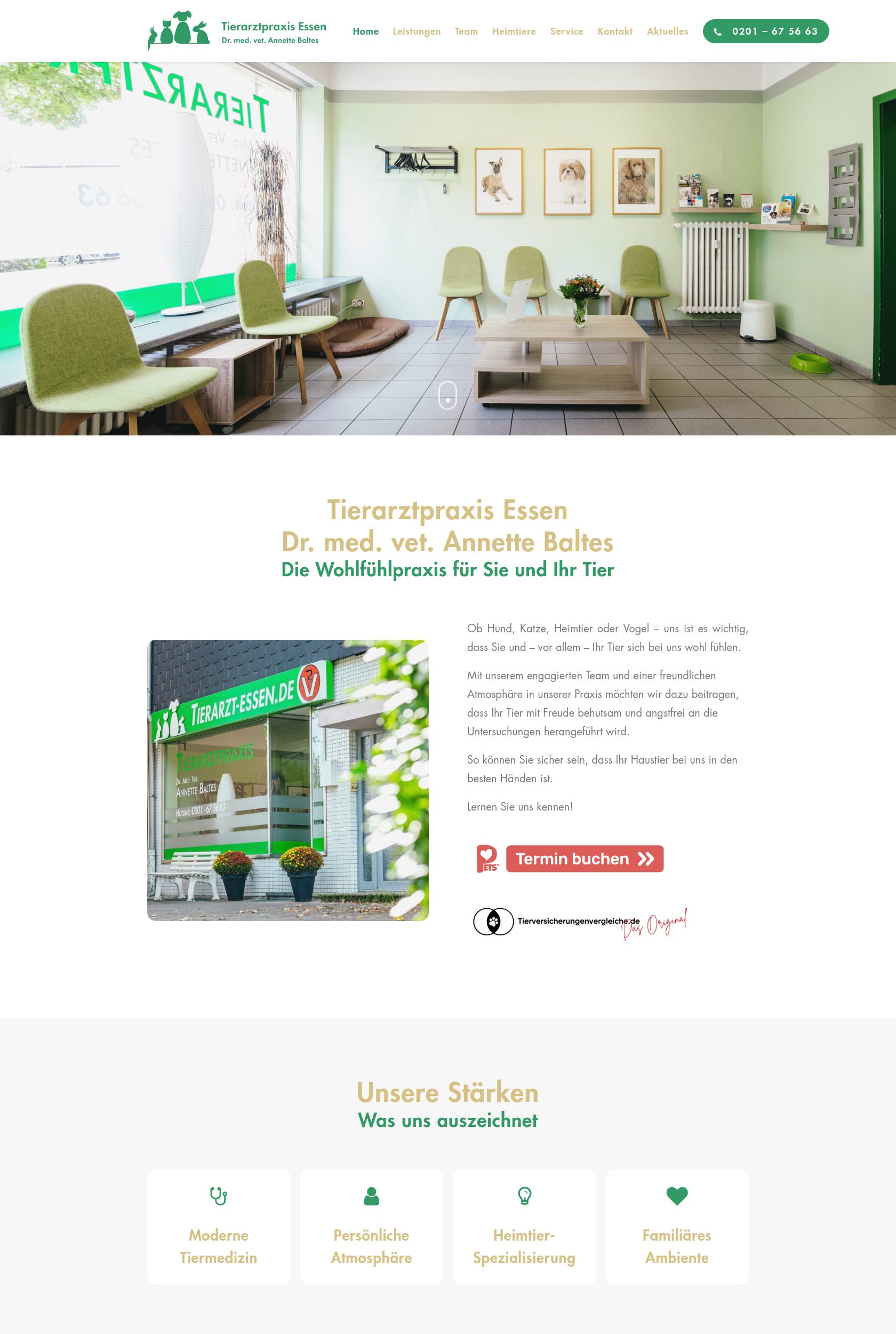 Das Bild zeigt einen Desktop Screenshot der vorgestellten Website