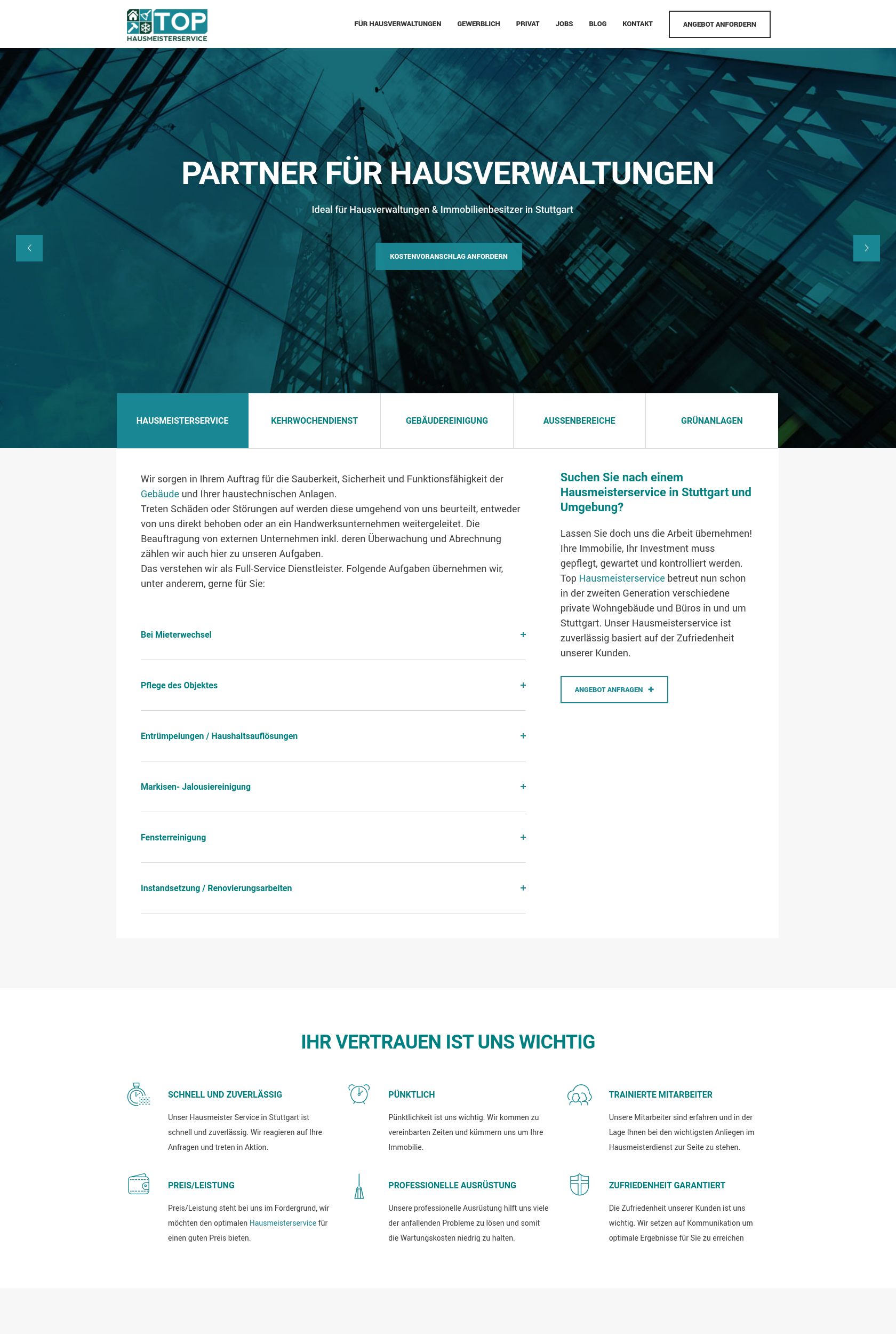 Das Bild zeigt einen Desktop Screenshot der vorgestellten Website