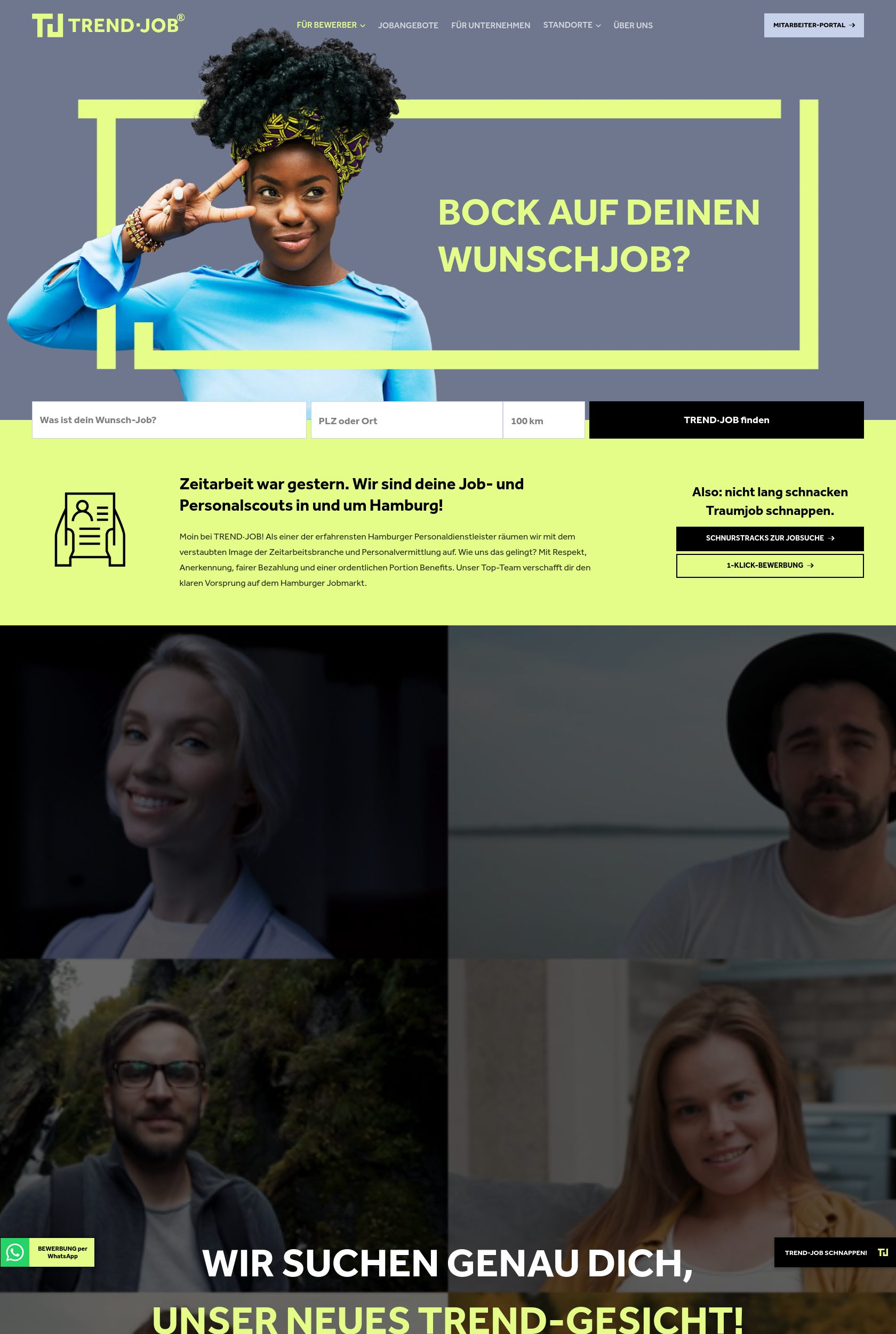 Das Bild zeigt einen Desktop Screenshot der vorgestellten Website