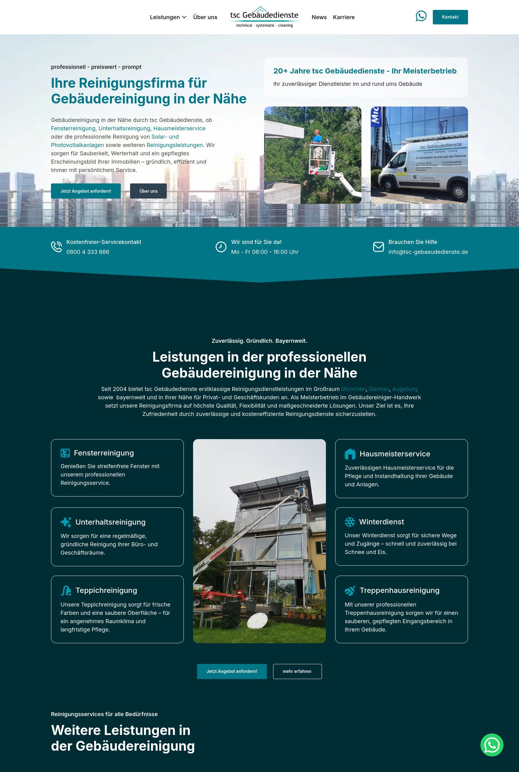 Das Bild zeigt einen Desktop Screenshot der vorgestellten Website