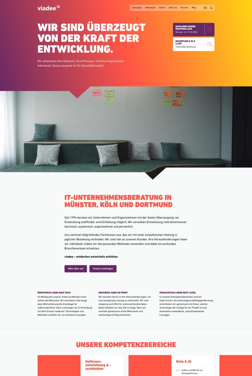Das Bild zeigt einen Desktop Screenshot der vorgestellten Website