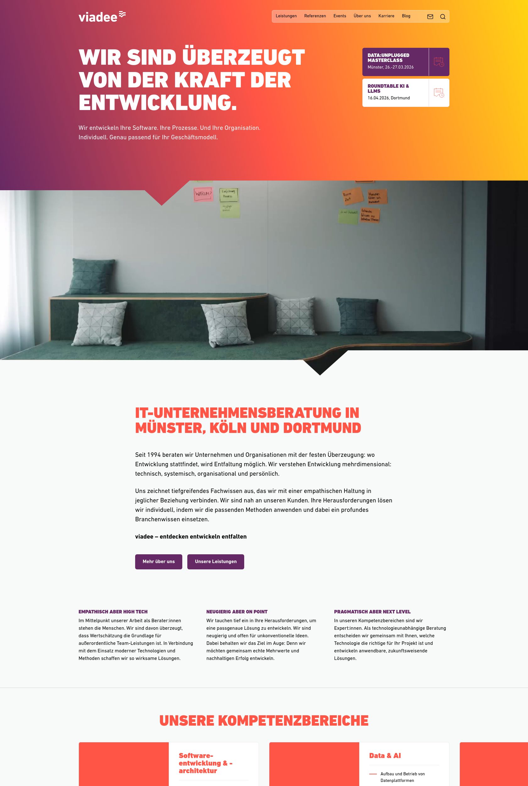 Das Bild zeigt einen Desktop Screenshot der vorgestellten Website