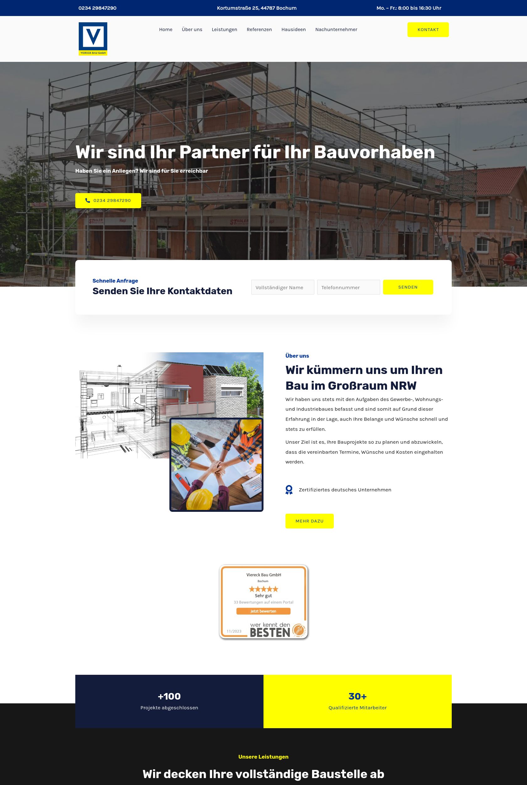 Das Bild zeigt einen Desktop Screenshot der vorgestellten Website