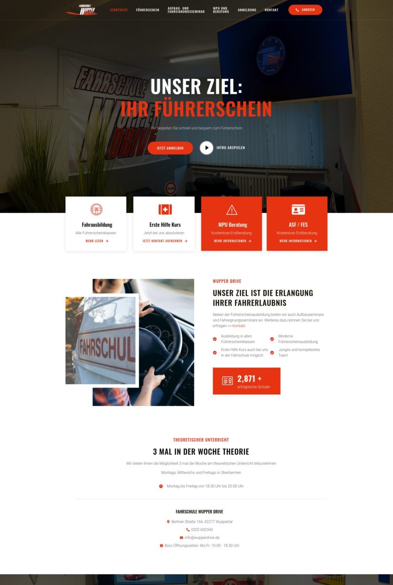 Das Bild zeigt einen Desktop Screenshot der vorgestellten Website