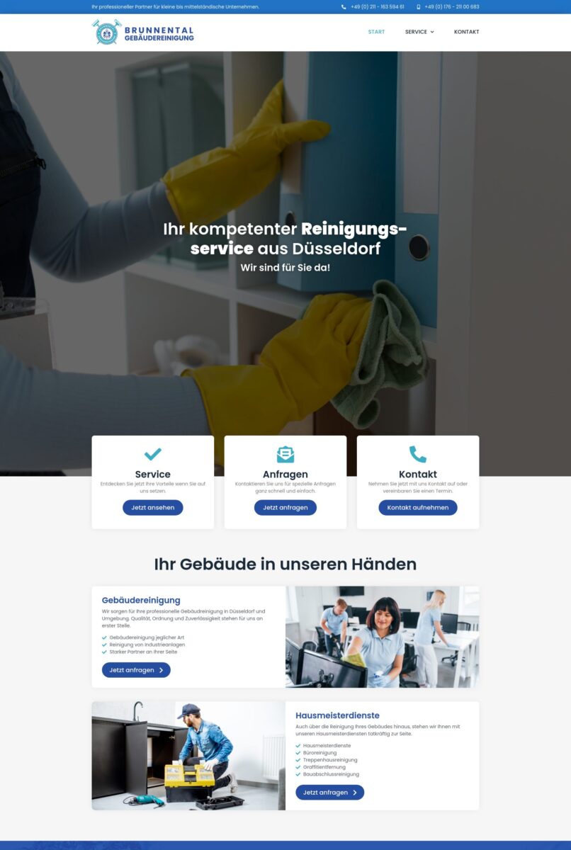 Das Bild zeigt einen Desktop Screenshot der vorgestellten Website
