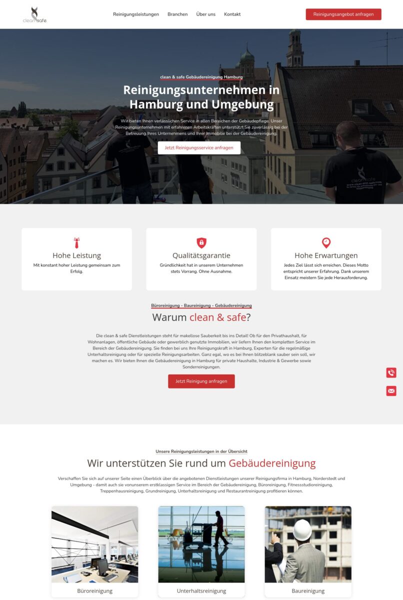 Das Bild zeigt einen Desktop Screenshot der vorgestellten Website