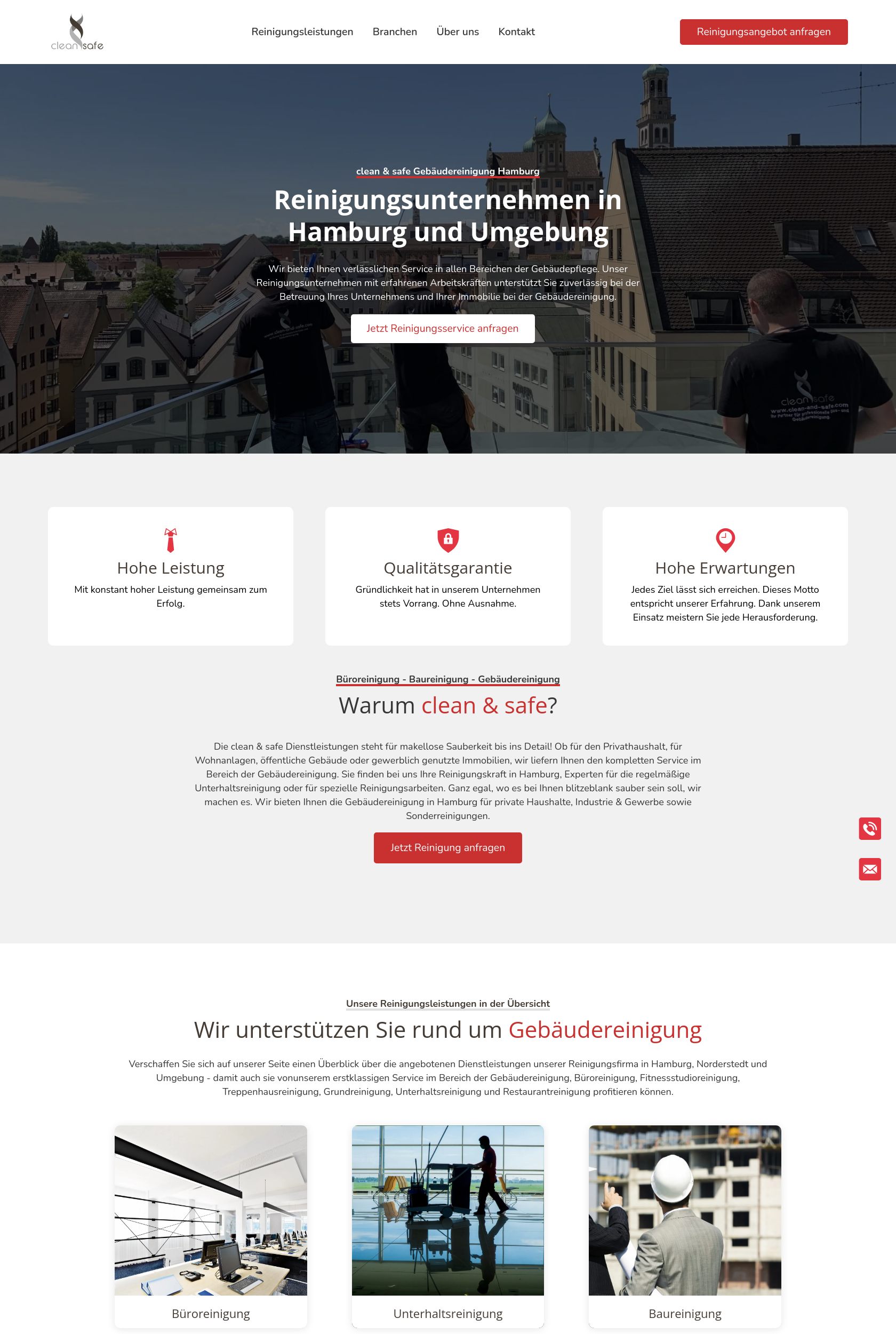 Das Bild zeigt einen Desktop Screenshot der vorgestellten Website