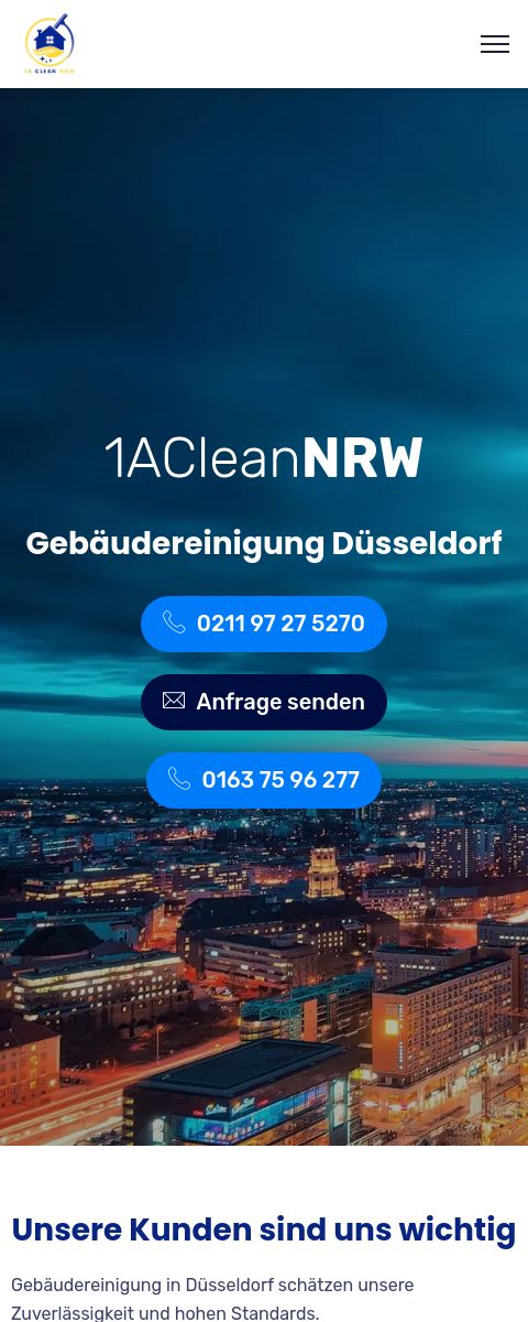 Das Bild zeigt einen Mobile Screenshot der vorgestellten Website