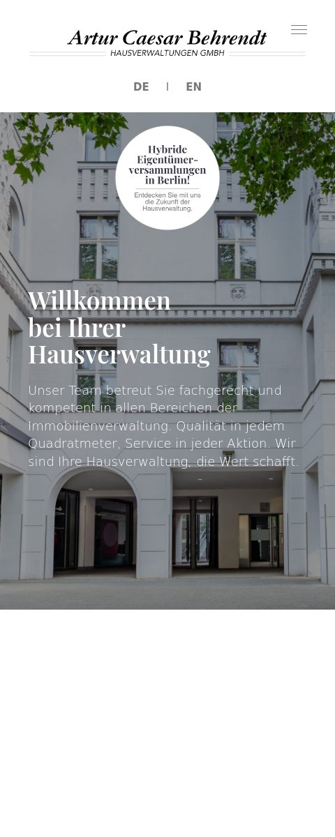 Das Bild zeigt einen Mobile Screenshot der vorgestellten Website