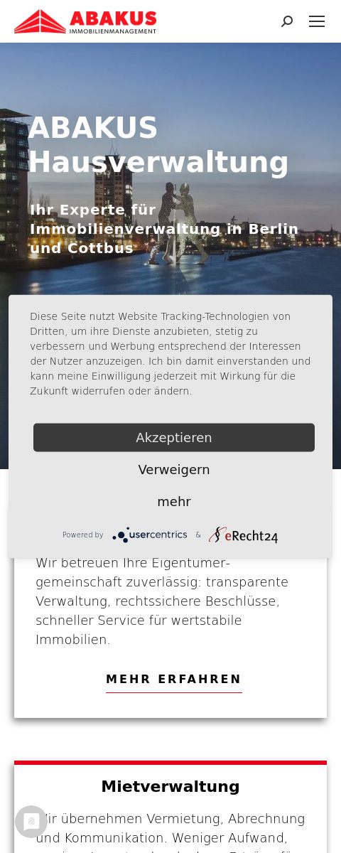 Das Bild zeigt einen Mobile Screenshot der vorgestellten Website