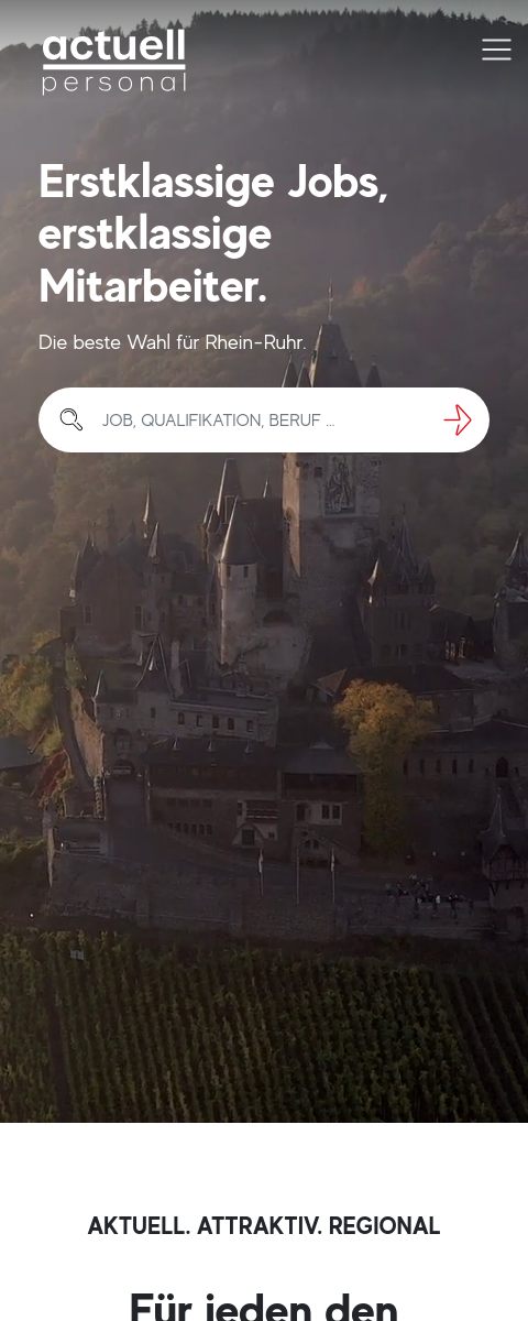 Das Bild zeigt einen Mobile Screenshot der vorgestellten Website