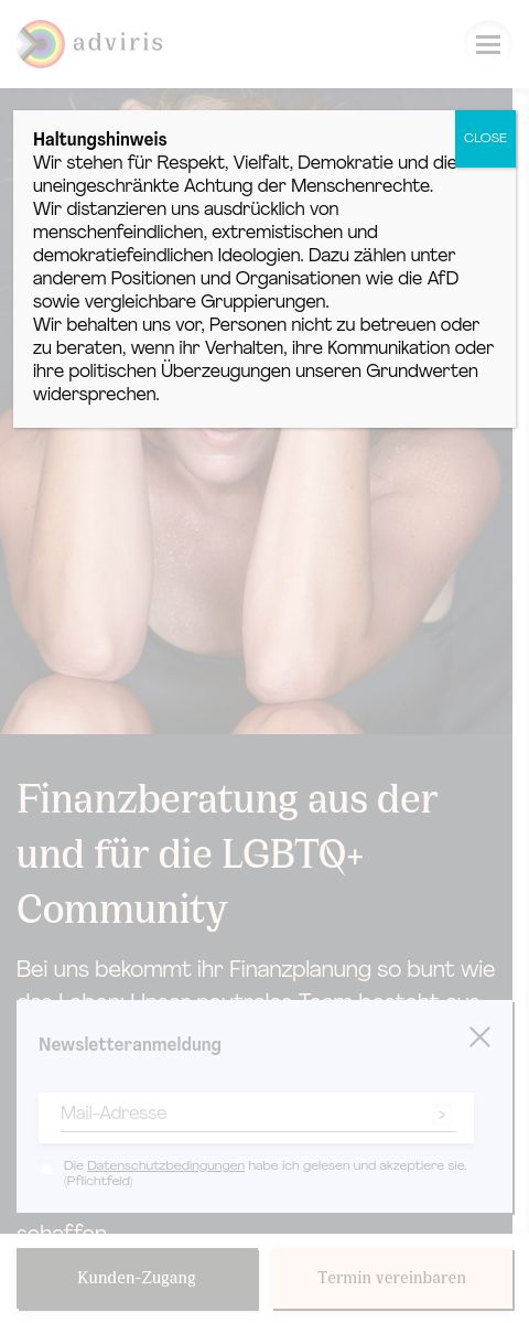 Das Bild zeigt einen Mobile Screenshot der vorgestellten Website