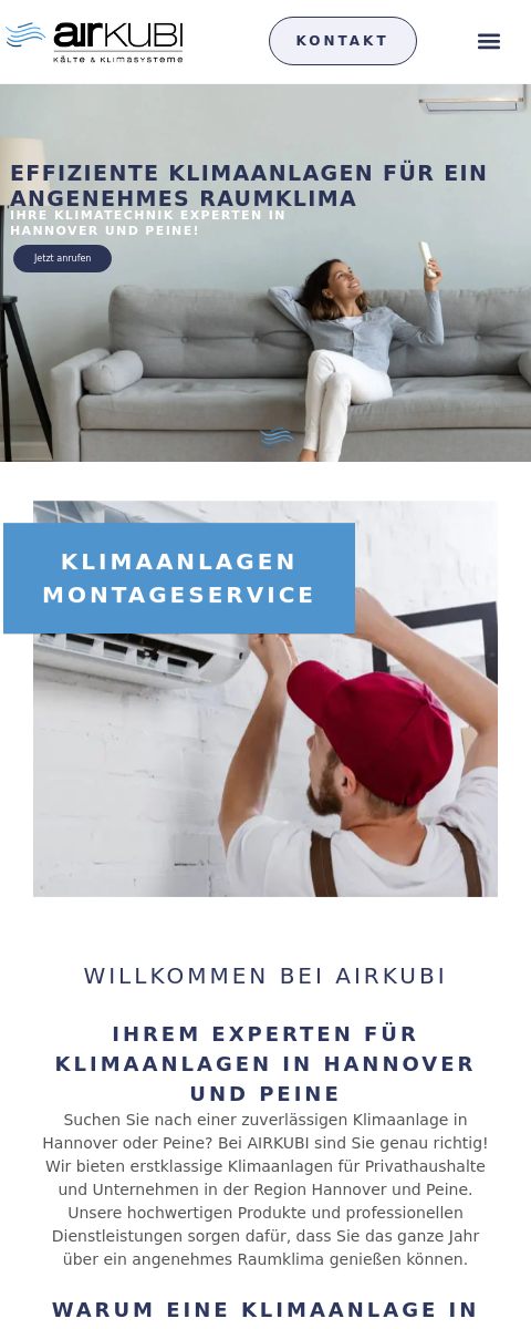 Das Bild zeigt einen Mobile Screenshot der vorgestellten Website