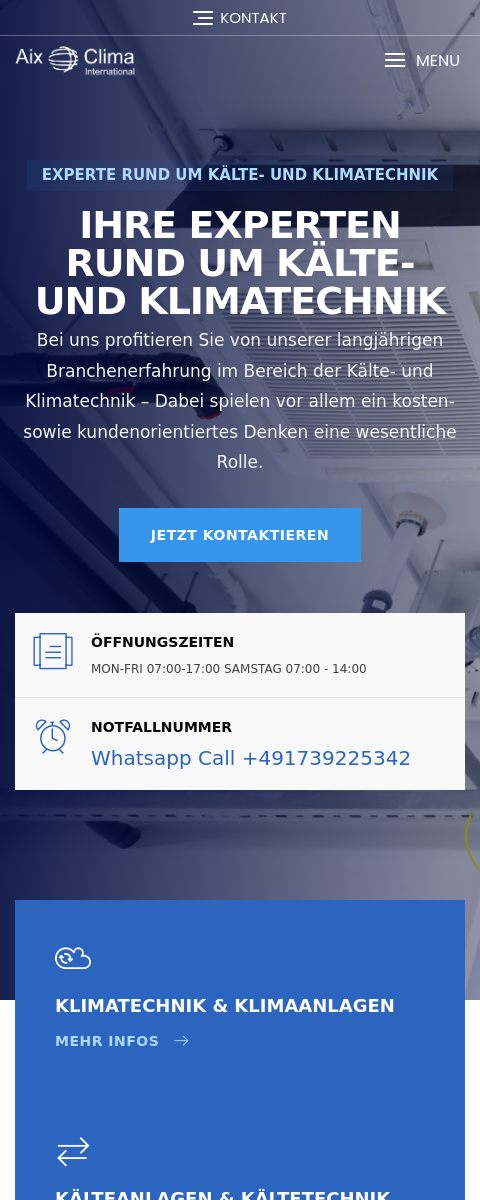 Das Bild zeigt einen Mobile Screenshot der vorgestellten Website