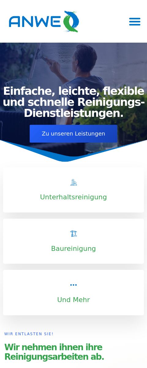 Das Bild zeigt einen Mobile Screenshot der vorgestellten Website