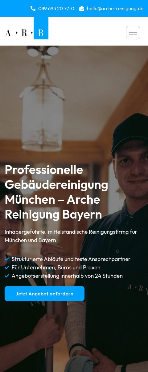 Das Bild zeigt einen Mobile Screenshot der vorgestellten Website