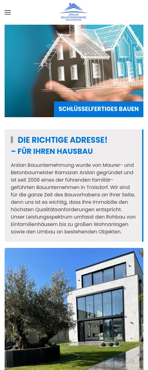 Das Bild zeigt einen Mobile Screenshot der vorgestellten Website