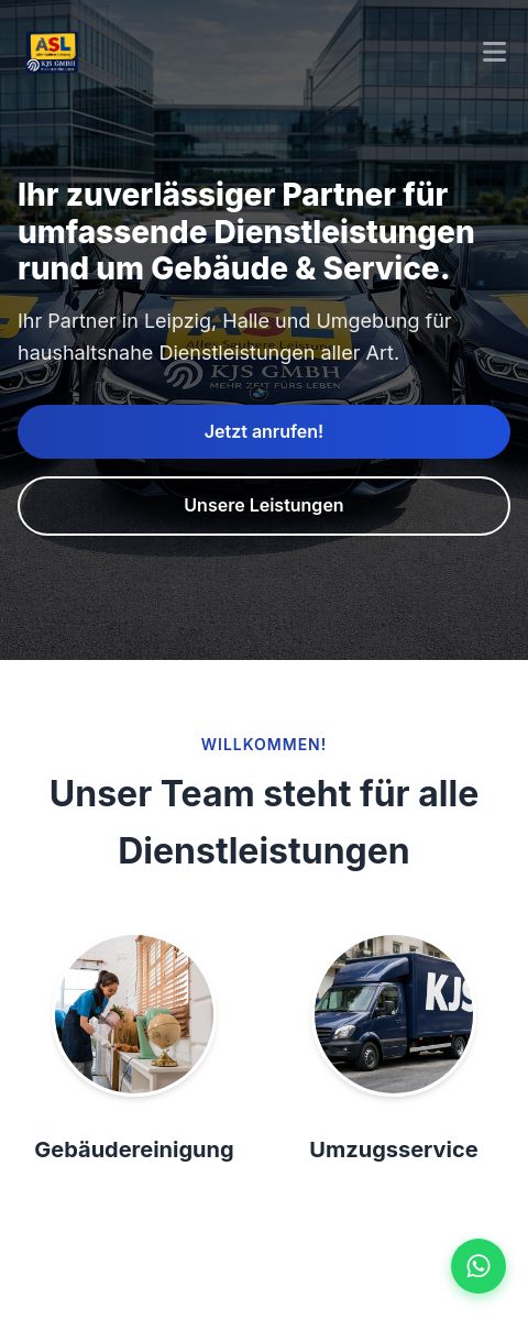 Das Bild zeigt einen Mobile Screenshot der vorgestellten Website