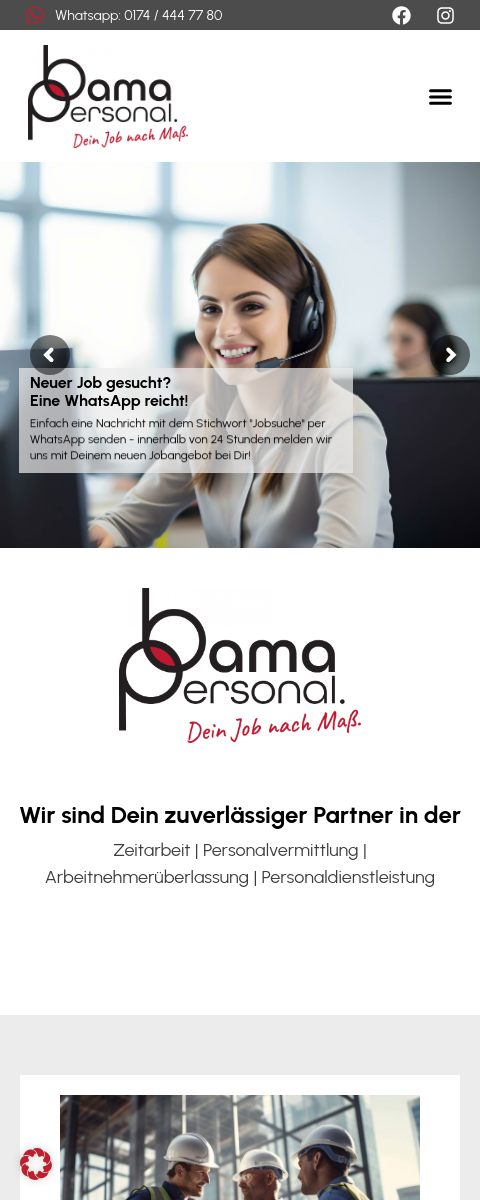 Das Bild zeigt einen Mobile Screenshot der vorgestellten Website