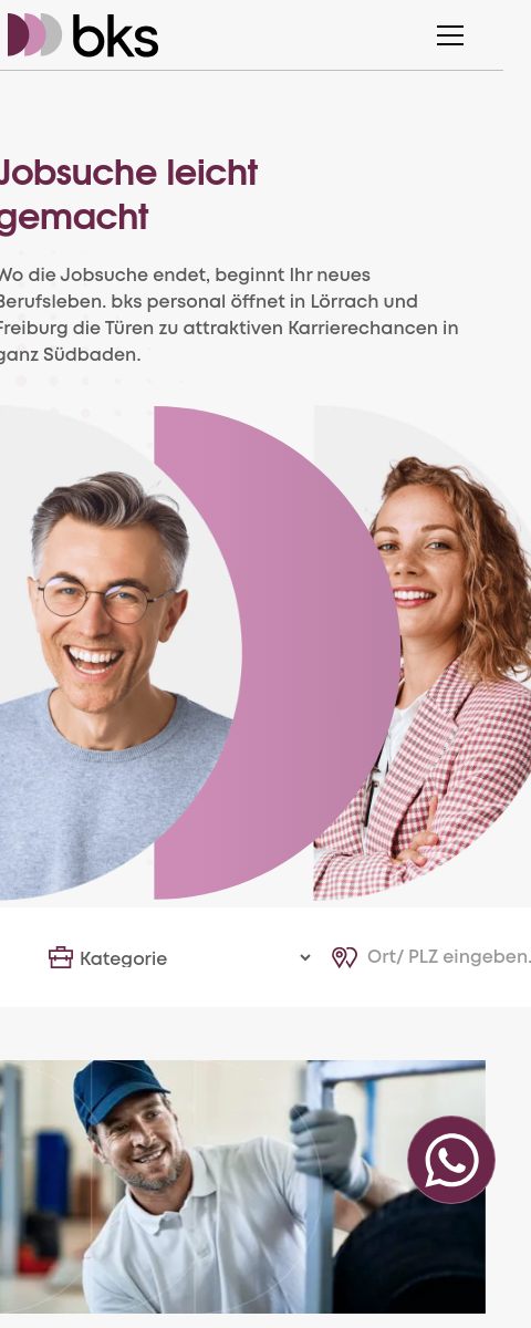 Das Bild zeigt einen Mobile Screenshot der vorgestellten Website