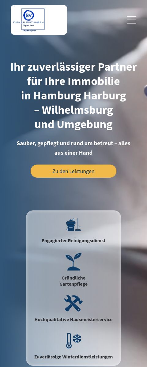 Das Bild zeigt einen Mobile Screenshot der vorgestellten Website