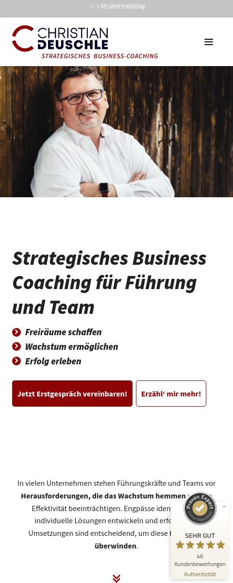 Das Bild zeigt einen Mobile Screenshot der vorgestellten Website