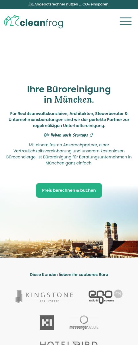 Das Bild zeigt einen Mobile Screenshot der vorgestellten Website