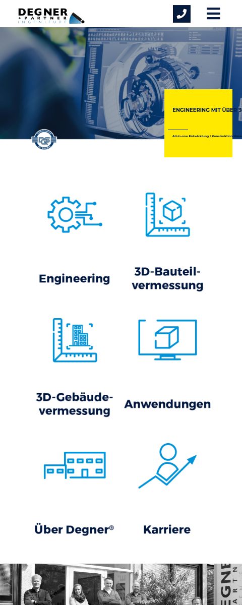 Das Bild zeigt einen Mobile Screenshot der vorgestellten Website