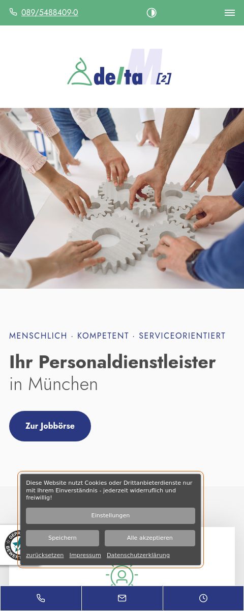 Das Bild zeigt einen Mobile Screenshot der vorgestellten Website