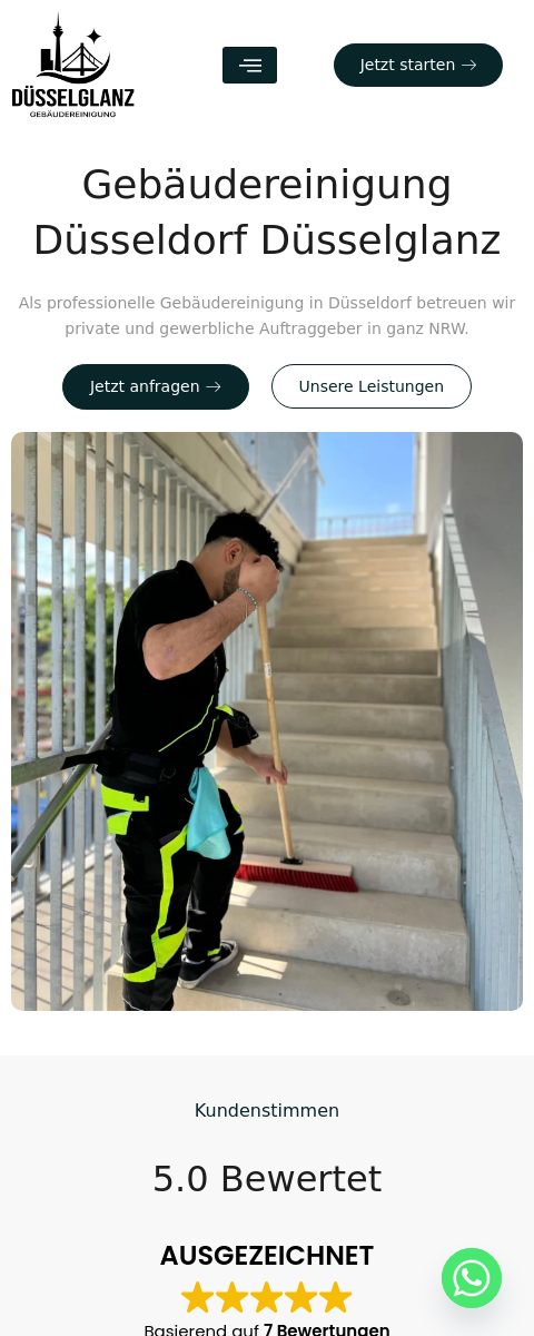 Das Bild zeigt einen Mobile Screenshot der vorgestellten Website