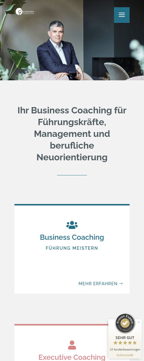 Das Bild zeigt einen Mobile Screenshot der vorgestellten Website