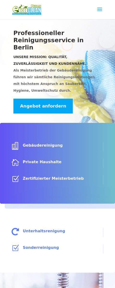 Das Bild zeigt einen Mobile Screenshot der vorgestellten Website