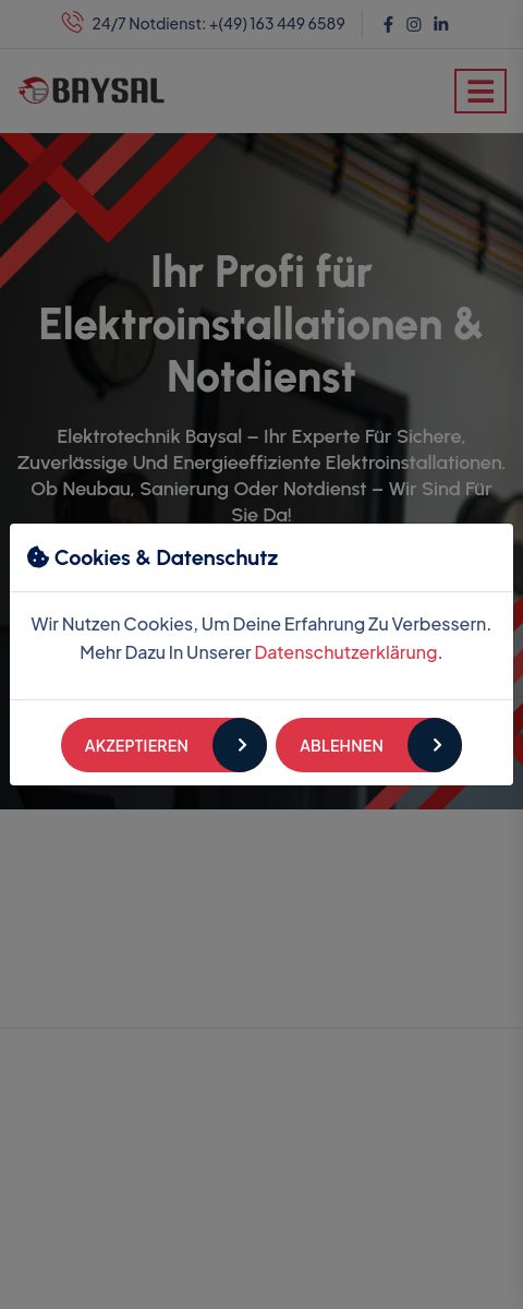 Das Bild zeigt einen Mobile Screenshot der vorgestellten Website