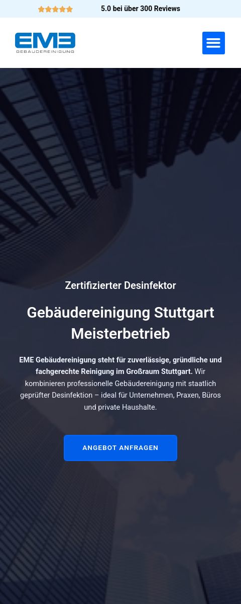 Das Bild zeigt einen Mobile Screenshot der vorgestellten Website