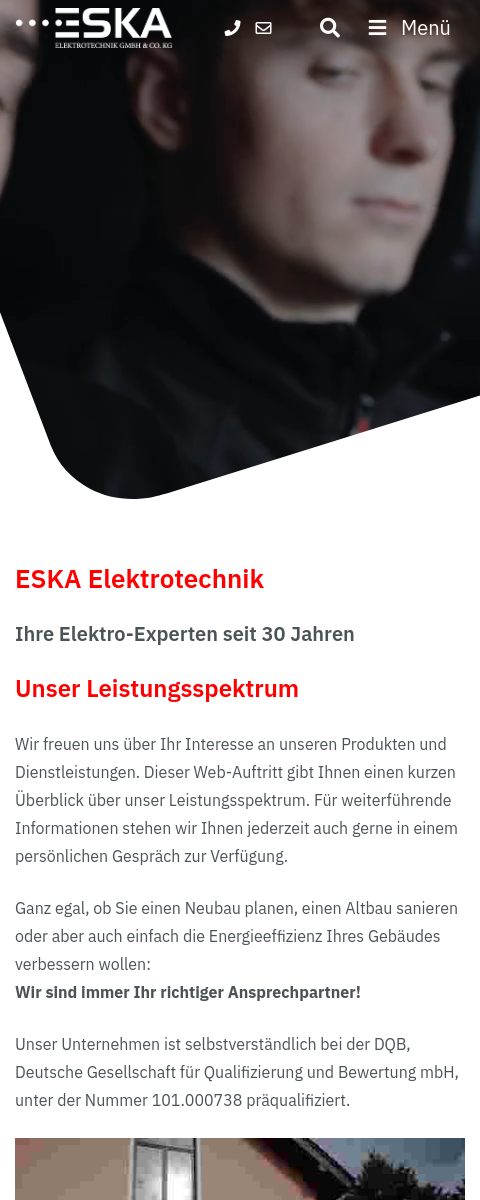 Das Bild zeigt einen Mobile Screenshot der vorgestellten Website